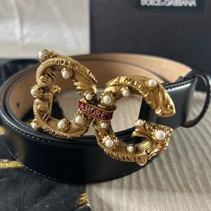 Dolce & Gabbana Belt - Black CALFSKIN BELT WITH DG AMORE LOGO